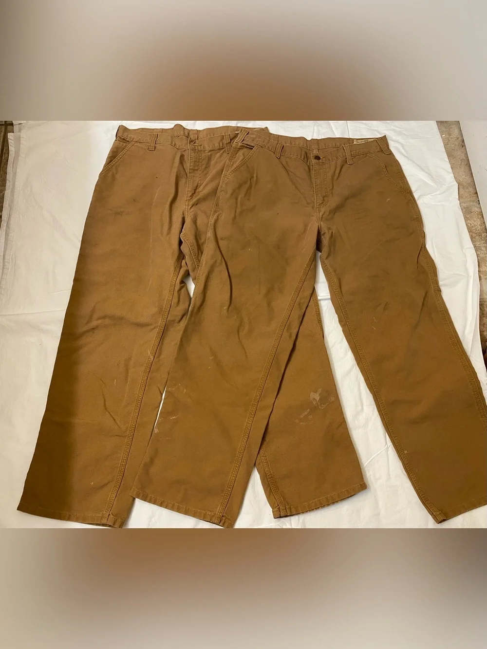 2 vintage Carhartt pants, fair condition Size 36 by 30 Some Stains and Flaws